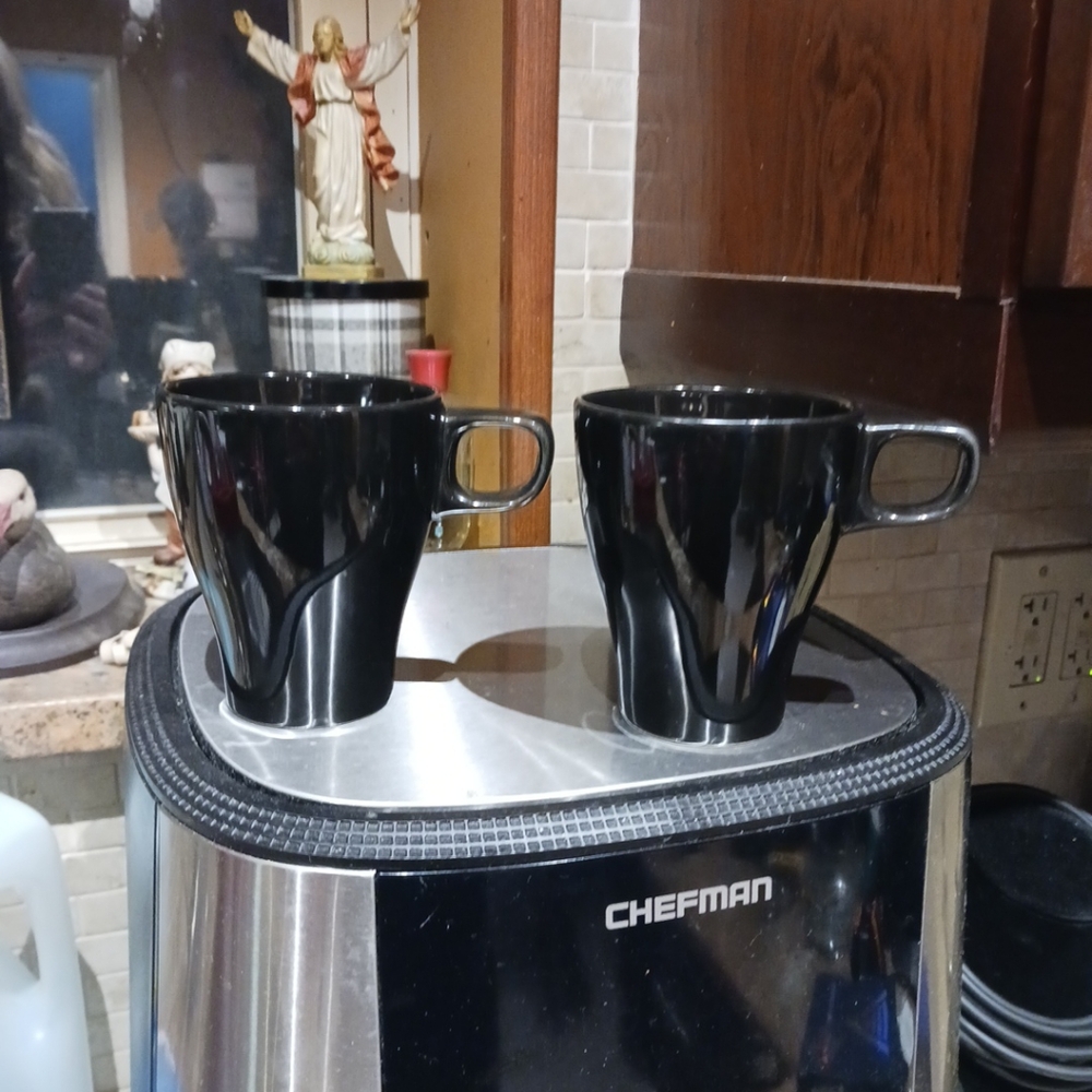 Lot -2 IKEA Fargrit Stacking Coffee Tea Mug Black 4"